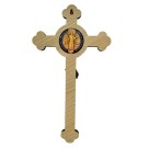 CW760360 - Crucifixo de Parede São Bento Madeira - 33x18cm (CR56)