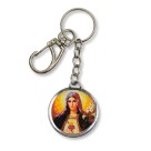 CH1090028 - Chaveiro Sagrado Coração de Jesus e Maria - 12x3,5cm