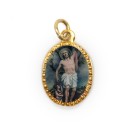 MD103343P10 - Medalha de Alumínio Oval Grande Dourada c/ 10un. São Batolomeu - 2x1,3cm