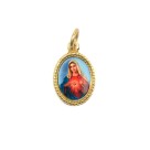 MD102021P20 - Medalha de Alumínio Oval Dourada c/ 20un. Sagrado Coração de Maria - 1,5x1cm