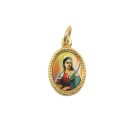MD102026P20 - Medalha Santa Luzia Alumínio Oval Dourada c/ 20un. - 1,5x1cm