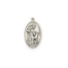MD1190105 - Medalha São Francisco de Assis Italiana Oval Prateada - 4,5x2,6cm