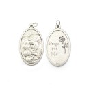 MD1190201 - Medalha Sagrada Família Italiana Oval Prateada - 4,5x2,6cm