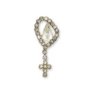BO10100P6 - Botton Terço N. Sra. Aparecida  Dourado c/ Strass 6un. - 3,2x1,4cm